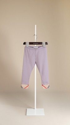 Cropped Check Cuff Cotton Leggings