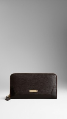 Grainy Leather Ziparound Wallet