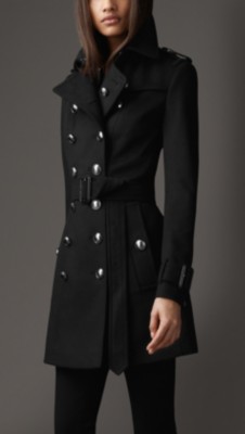 Mid-Length Wool Cashmere Trench Coat