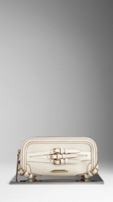 Woven Bridle Leather Belted Clutch Bag