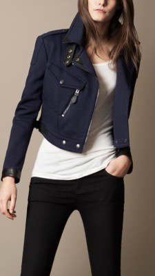 Chaqueta motera corta en tejido jersey