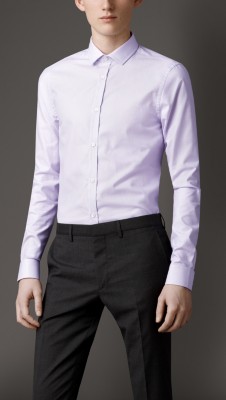 Slim Fit Micro-Check Cotton Shirt