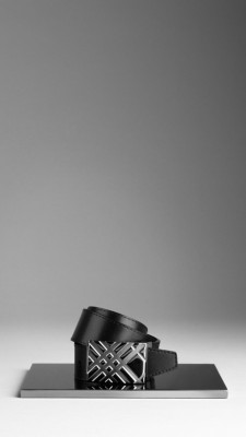 Leather Check Buckle Belt