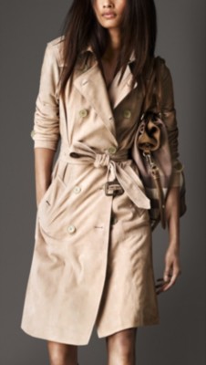 Lambskin Suede Trench Coat