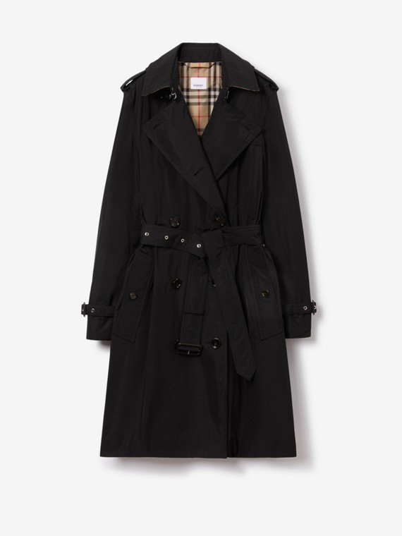 Trench coat Kensington de longitud media ligero (Negro)