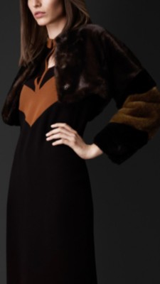 Chevron Stripe Mink Jacket