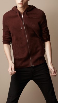 Zip-Front Cashmere Hooded Top