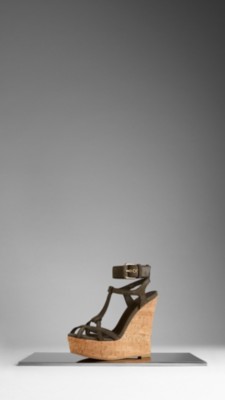 Suede Platform Wedge Sandals