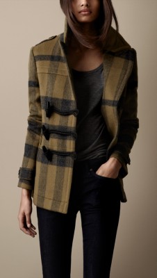 Check Wool Pea Coat