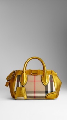 The Small Blaze in Check and Metallic Leather