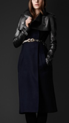 Leather and Wool Trench Coat
