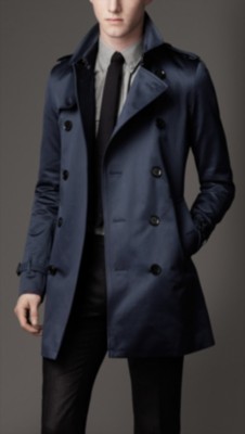 Mid-Length Cotton Sateen Trench Coat