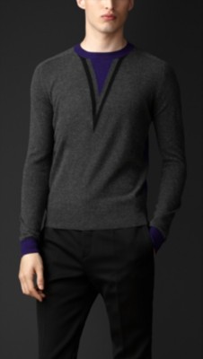 Chevron Detail Cashmere Sweater