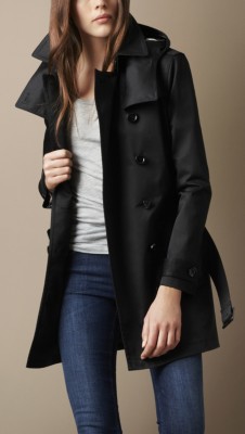 Short Technical Cotton Twill Warmer Trench Coat