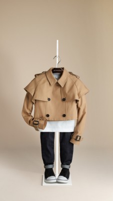 Cropped Cotton Gabardine Trench Jacket