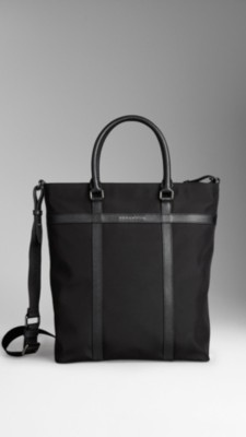 Medium London Leather and Nylon Tote Bag