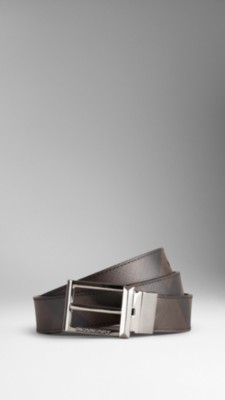 Smoked Check Reversible Leather Belt