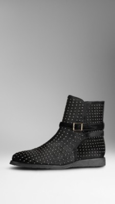 Studded Calfskin Ankle Boots