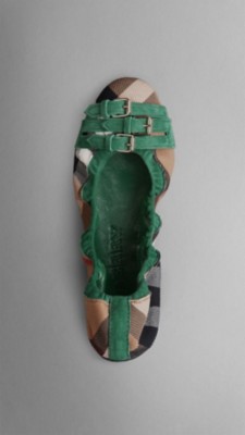 Suede House Check Ballerinas