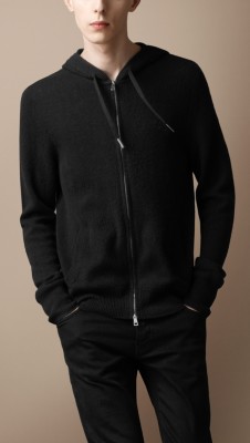 Zip-Front Cashmere Hooded Top