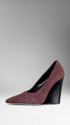 Nubuck Python Wedge Pumps