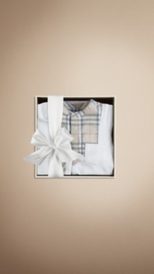 Check Bib Sleepsuit Baby Gift Set