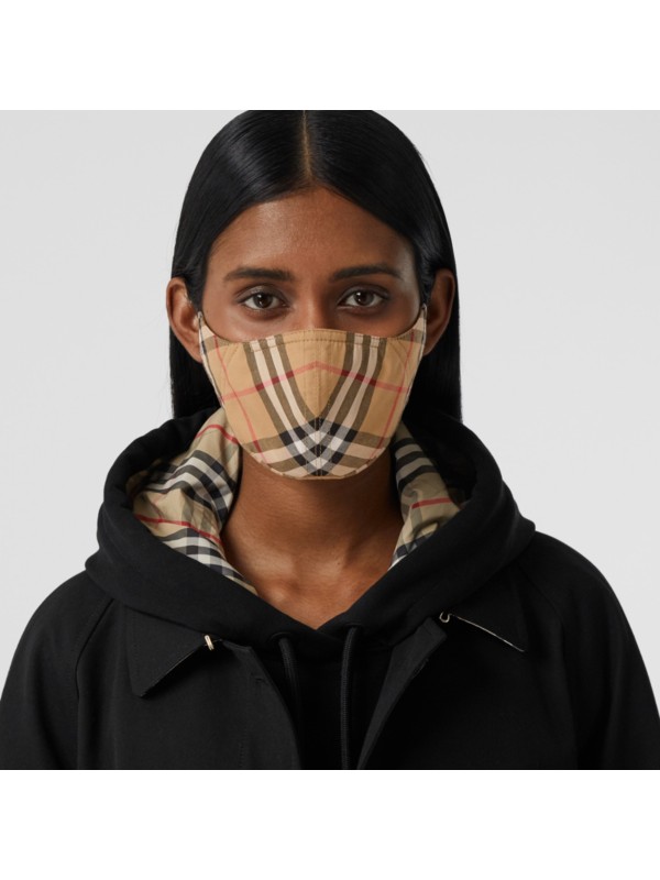 Vintage Check Cotton Face Mask in Antique Yellow | Burberry United States - cell image 2