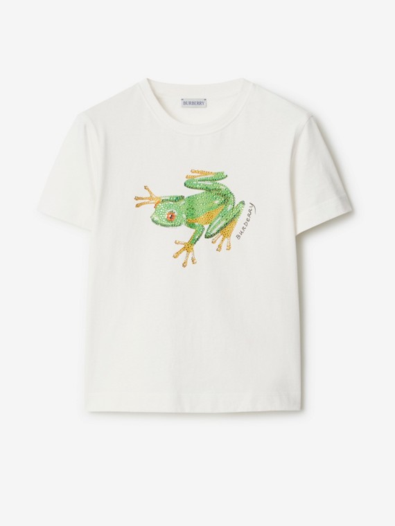 T-shirt boxy en coton à imprimé grenouille avec cristaux (Salt)