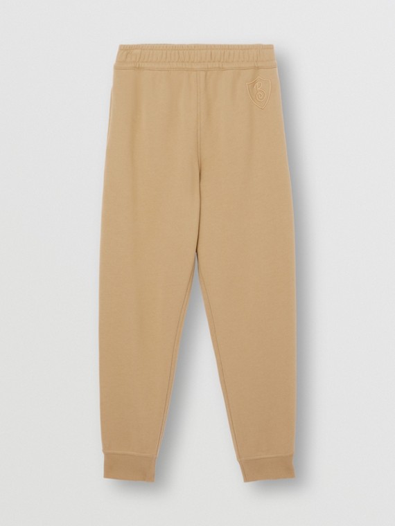 Pantalones de jogging en algodón con letra bordada (Beige Vintage)