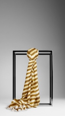 Striped Cashmere Blend Scarf