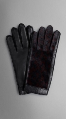 CalfskinPanel Leather Gloves