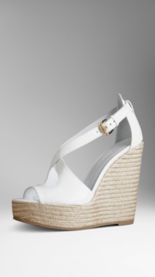 Patent Leather Espadrille Wedges