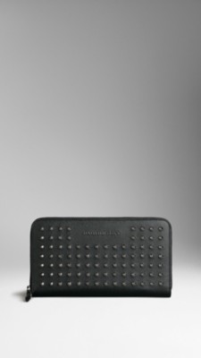Studded London Leather Ziparound Wallet