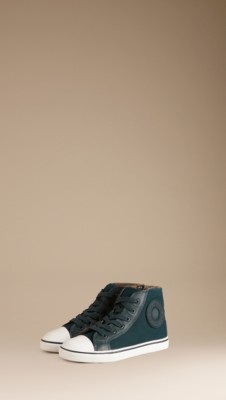 Cotton Twill High-Top Trainers