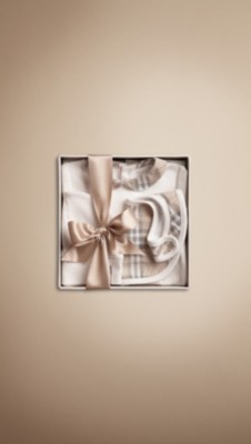 Check Collar Bodysuit Baby Gift Set