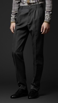 Slim Fit Compact Wool Trousers
