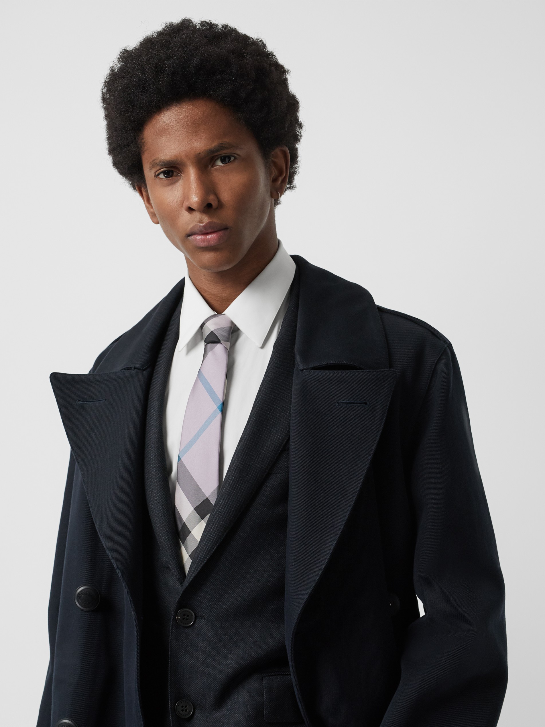 modern西装,modern男装品牌 lilac modern cut check silk tie image21