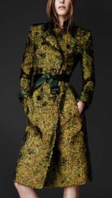Peacock Feathered Trench Coat