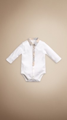 Check Collar Cotton Bodysuit