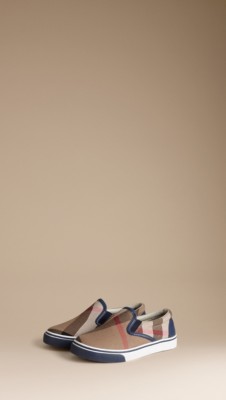 Check Canvas Slip-On Trainers