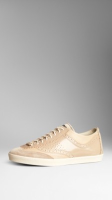 Brogue Detail Patent Leather Trainers