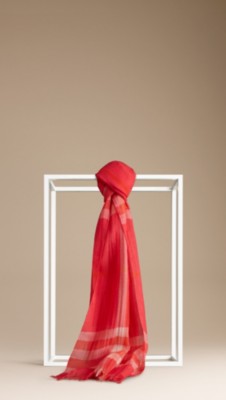 Exploded Check Wool Silk Scarf