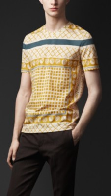 Woodcut Print Cotton T-shirt
