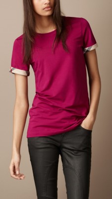 Camiseta con puños de checks en algodón