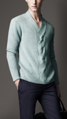 Aran Knit V-Neck Sweater