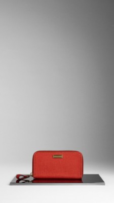 Grainy Leather Ziparound Wallet