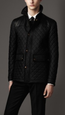 Leather Detail Quilt Field Jacket