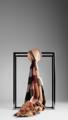 Check Silk Cashmere Scarf