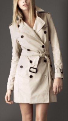 Mid-Length Cotton Gabardine Trench Coat
