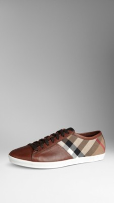 Check Cotton Leather Trainers